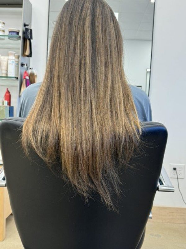 Before: flat, dull straight hair